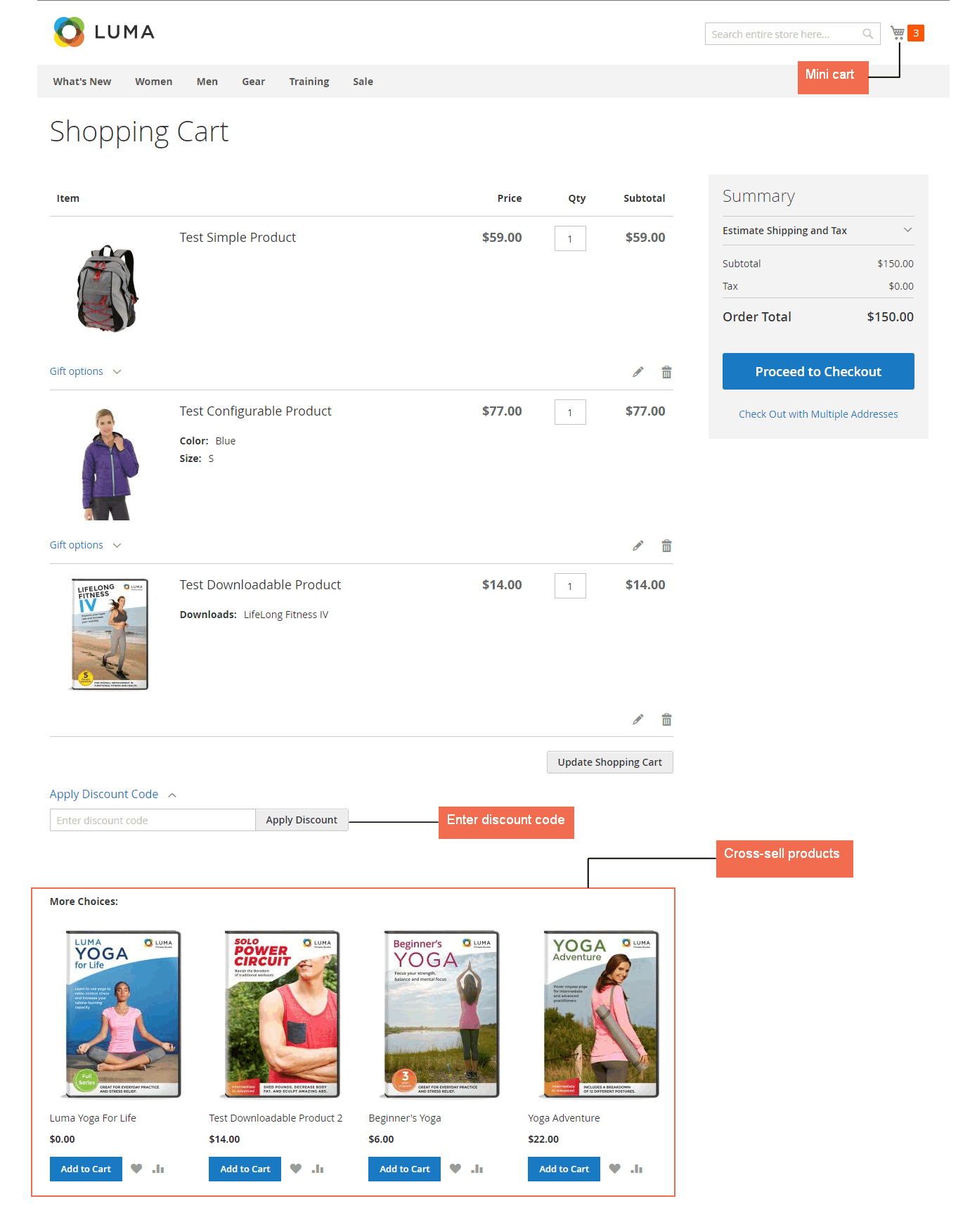 magento 2 shopping cart page